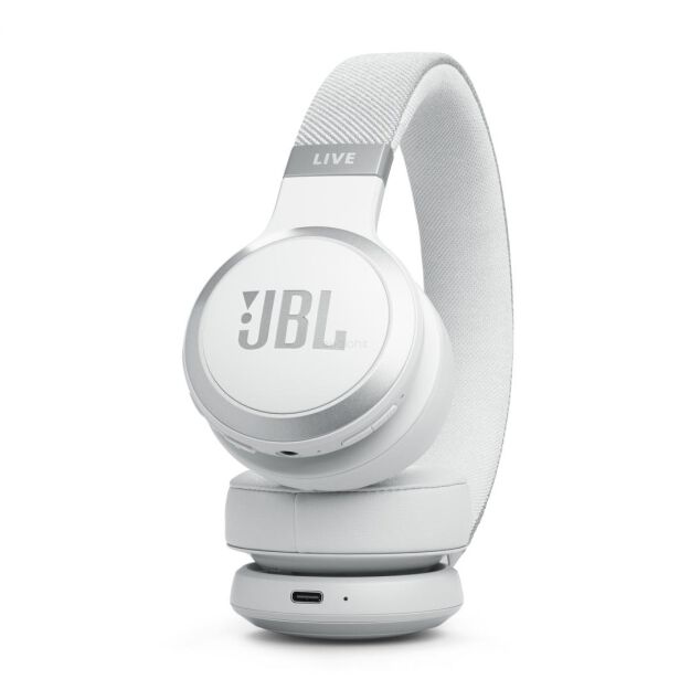 JBL Live 670NC  białe bezprzewodowe słuchawki nauszne z True Adaptive Noise Cancelling